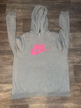 Nike Women’s Gray Hoodie with Bright Pink Swoosh